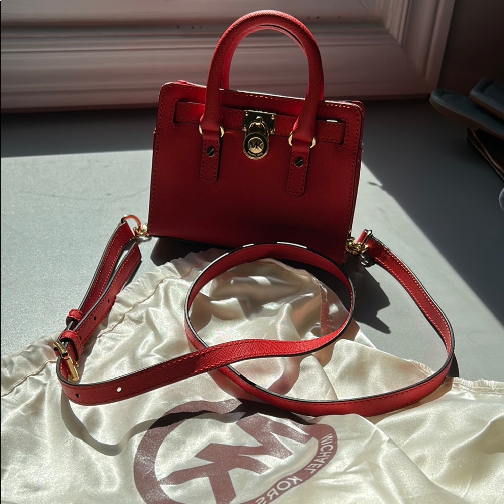 Michael Kors Red Mini Bag with Gold Hardware